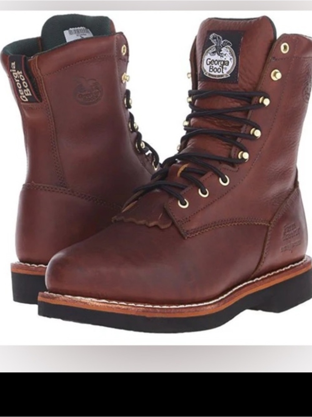 Georgia Boot Chestnut Brown Leather Lace-Up Work Boots